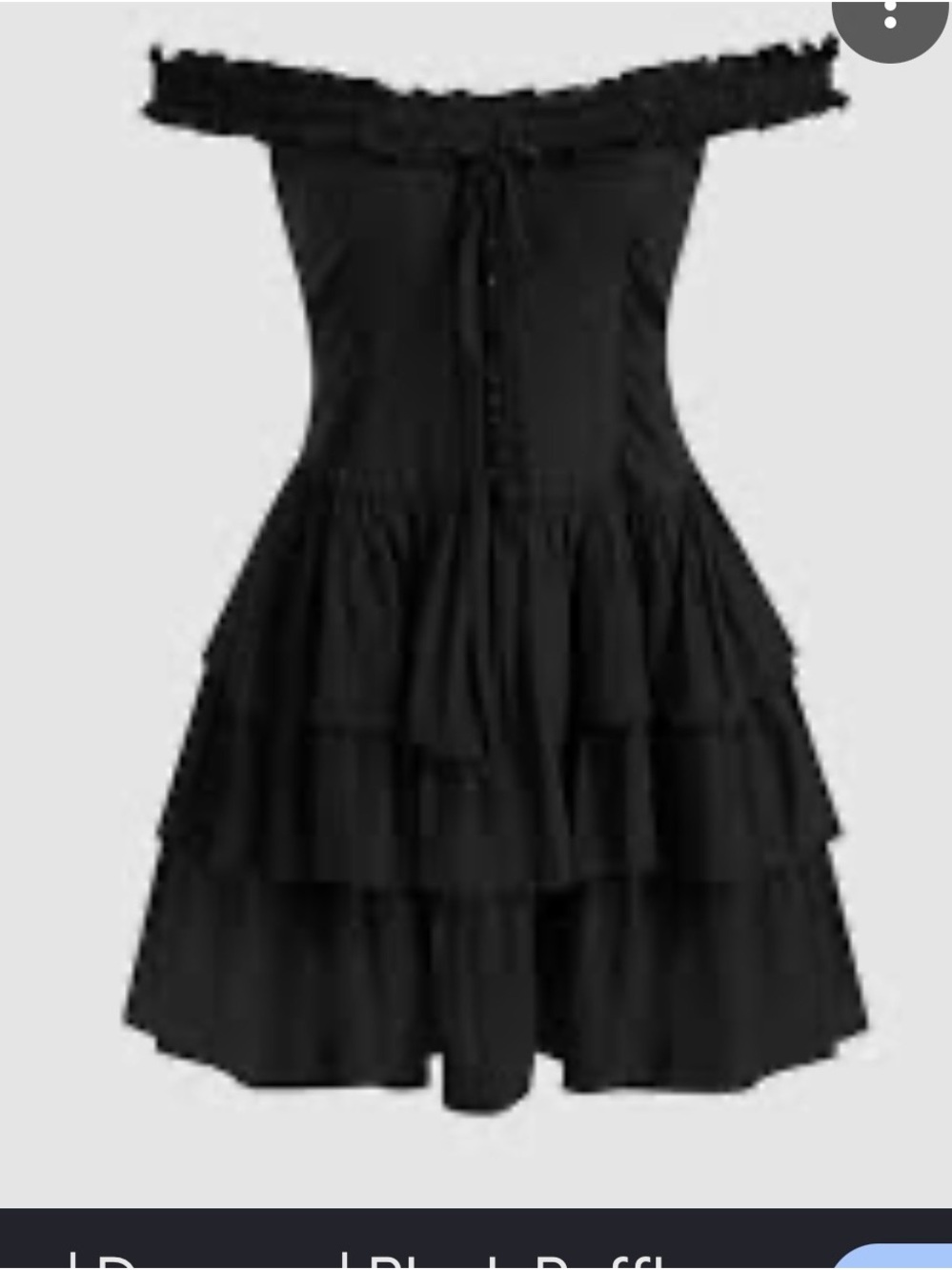 Cider Black Off-Shoulder Tiered Ruffle Mini Dress